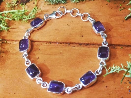 Pulsera Plata 925 y amatista 6'6cm largo