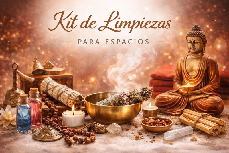 Kit de limpieza energética para espacios con sahumerios y elementos de purificación
