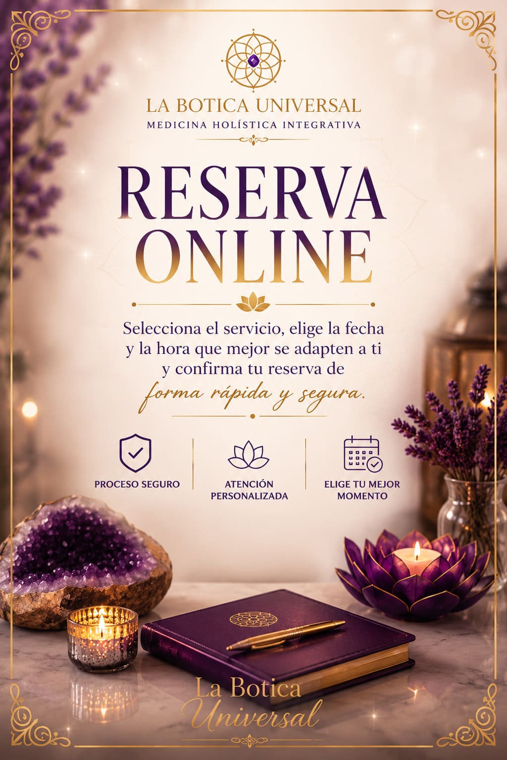 Banner móvil de Reserva Online para consultas de Medicina Holística Integrativa y terapias naturales | La Botica Universal