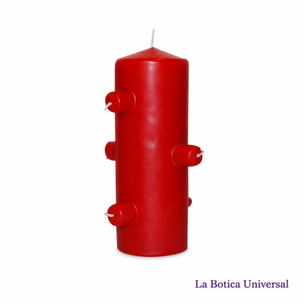 Velón 7 mechas rojo para amor, pasión y fortalecimiento sentimental | La Botica Universal