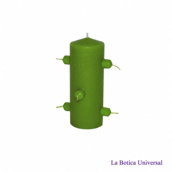 Velón 7 mechas verde para prosperidad, salud y crecimiento personal | La Botica Universal