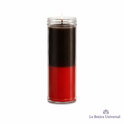 Velón ritual dos colores negro y rojo | La Botica Universal