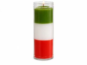 Velón ritual tricolor verde blanco rojo | La Botica Universal