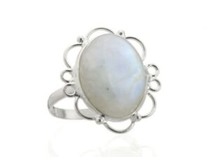 Anillo de plata 925 con piedra luna modelo Lotus